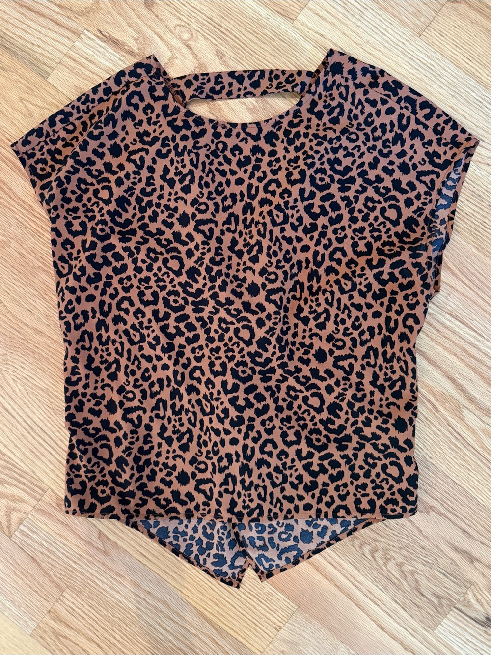 SHEIN Brown and Black Leopard Print Cap Sleeve Top